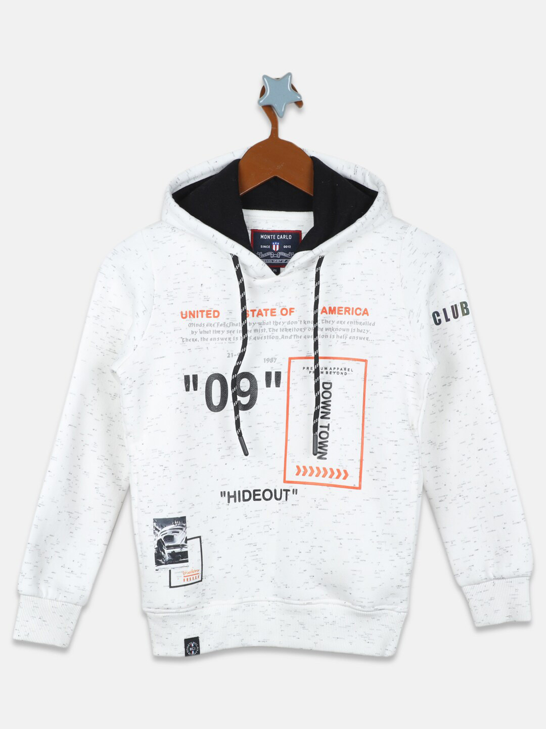 

Monte Carlo Boys Printed Hooded Sweatshirt, Off white
