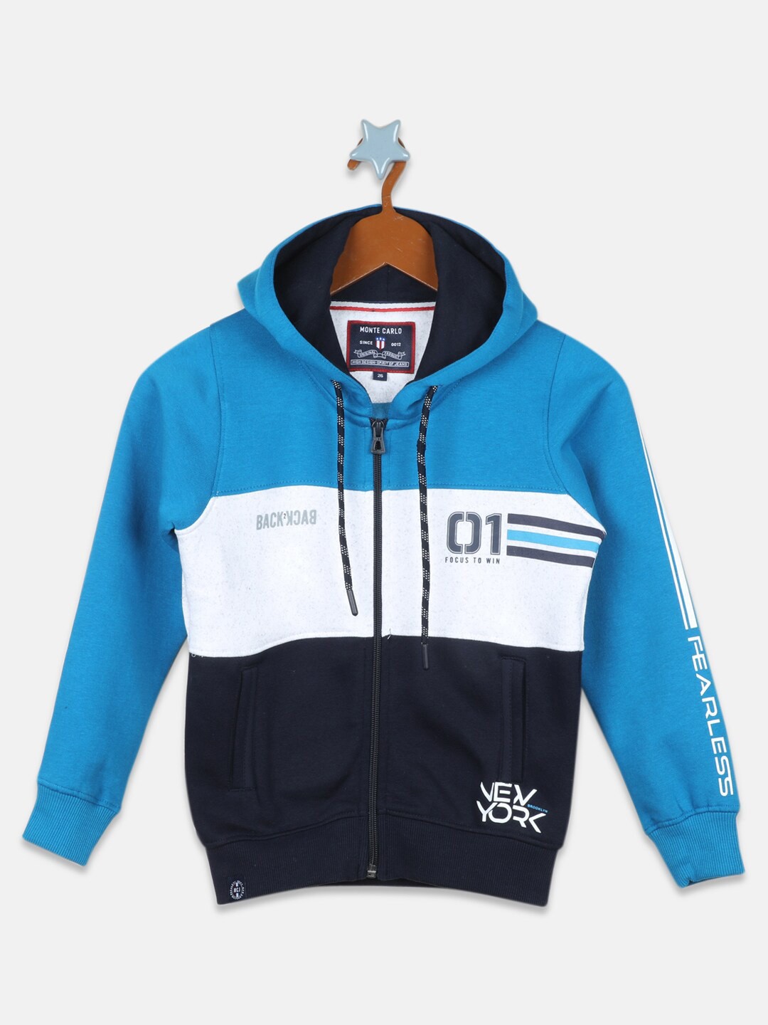 

Monte Carlo Boys Colourblocked Hooded Sweatshirt, Blue