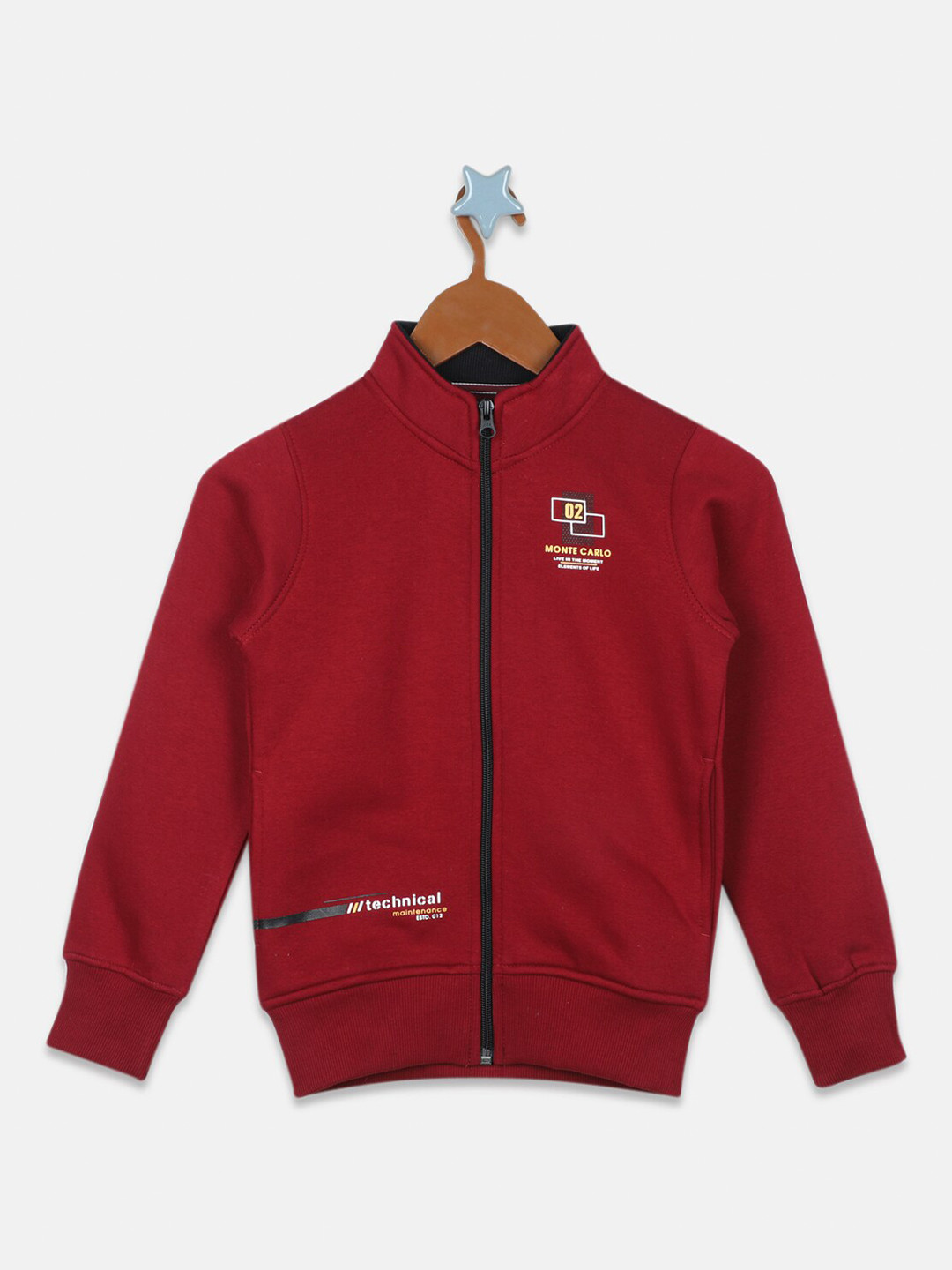 

Monte Carlo Boys Front-Open Cotton Sweatshirt, Maroon