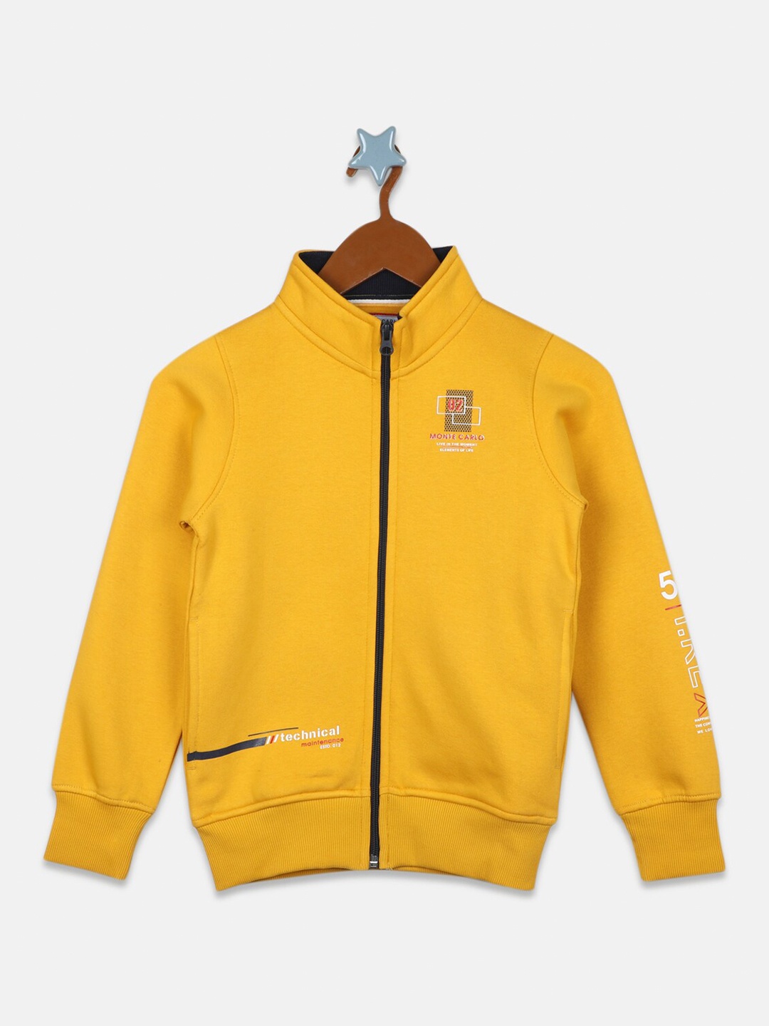 

Monte Carlo Boys Front-Open Cotton Sweatshirt, Mustard