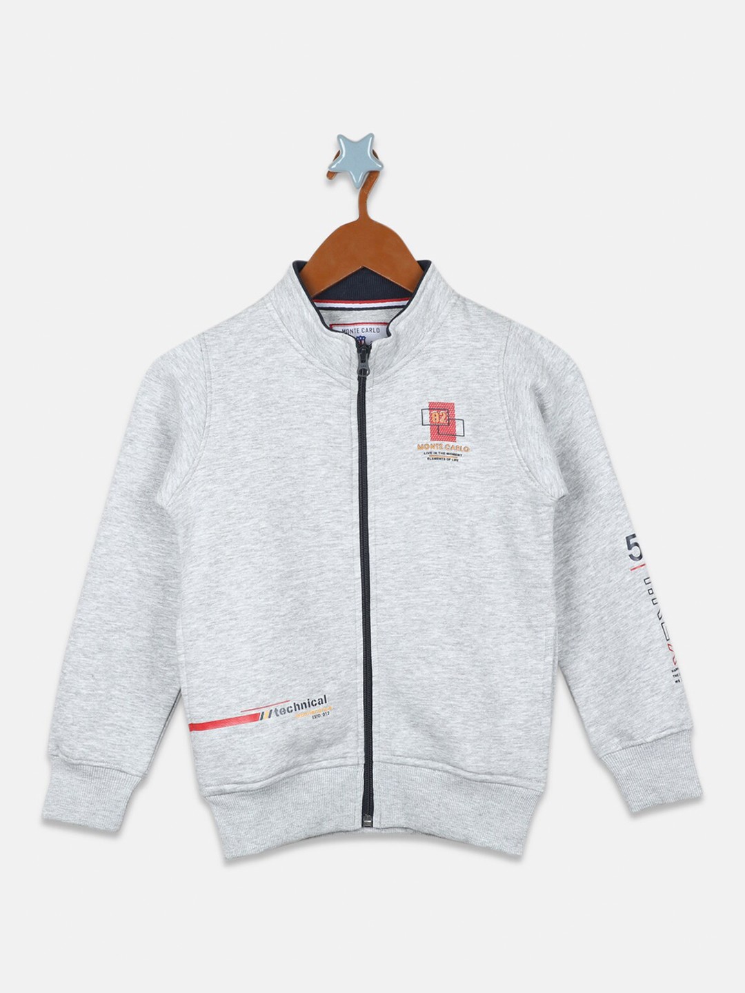 

Monte Carlo Boys Front-Open Cotton Sweatshirt, Grey