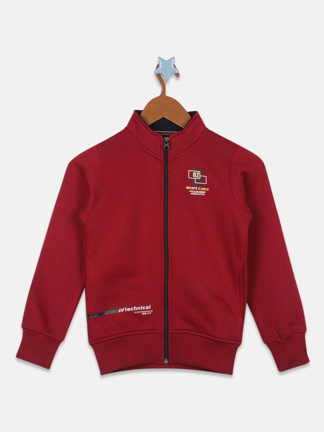 

Monte Carlo Boys Front-Open Cotton Sweatshirt, Maroon