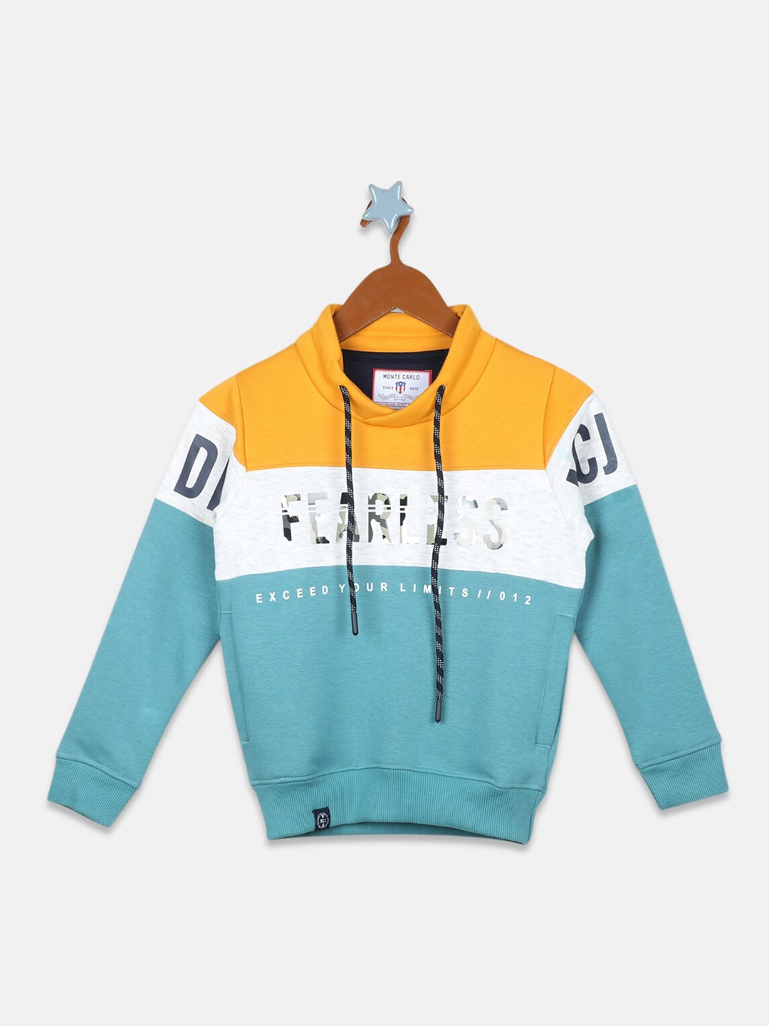 

Monte Carlo Boys Colourblocked Cotton Sweatshirt, Mustard