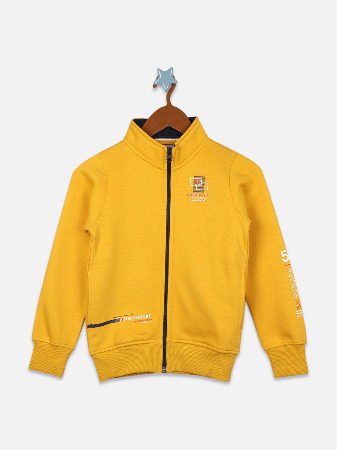 

Monte Carlo Boys Front-Open Cotton Sweatshirt, Mustard