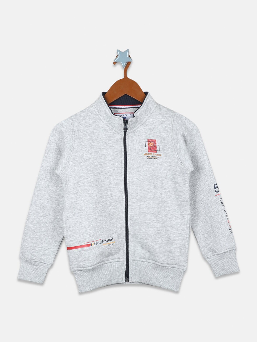 

Monte Carlo Boys Front-Open Cotton Sweatshirt, Grey