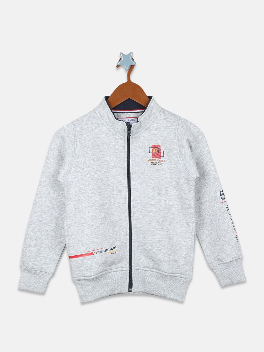 

Monte Carlo Boys Front Open Cotton Sweatshirt, Grey