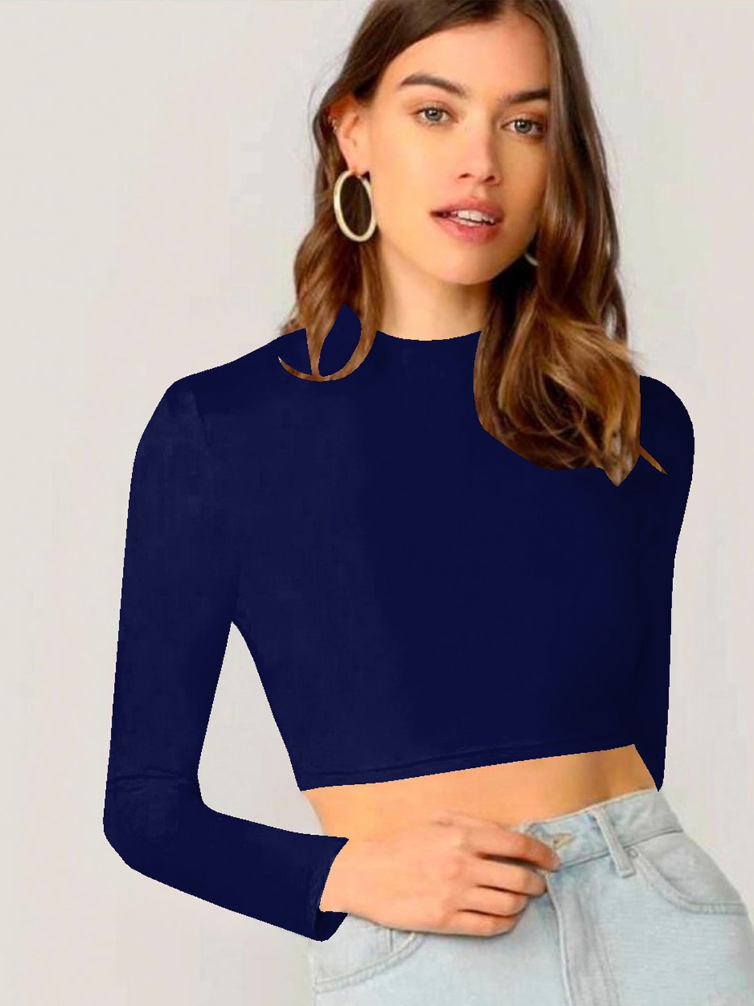 

Dream Beauty Fashion Women Solid Crop Top, Navy blue