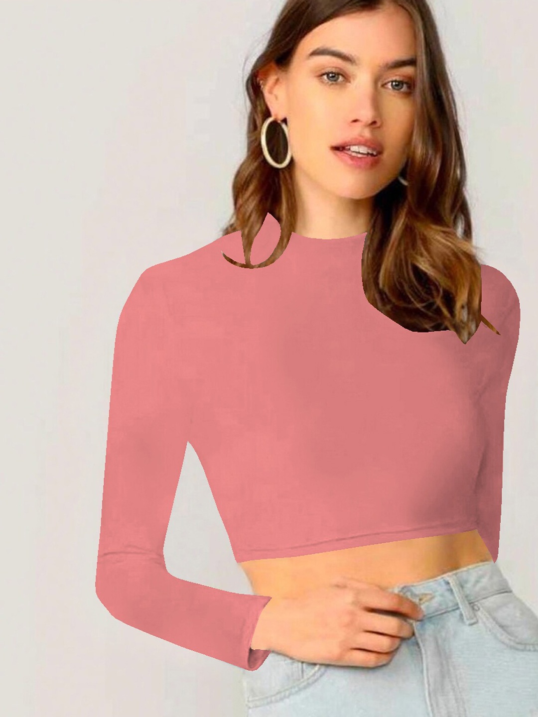 

Dream Beauty Fashion Women High Neck Crop Top, Peach