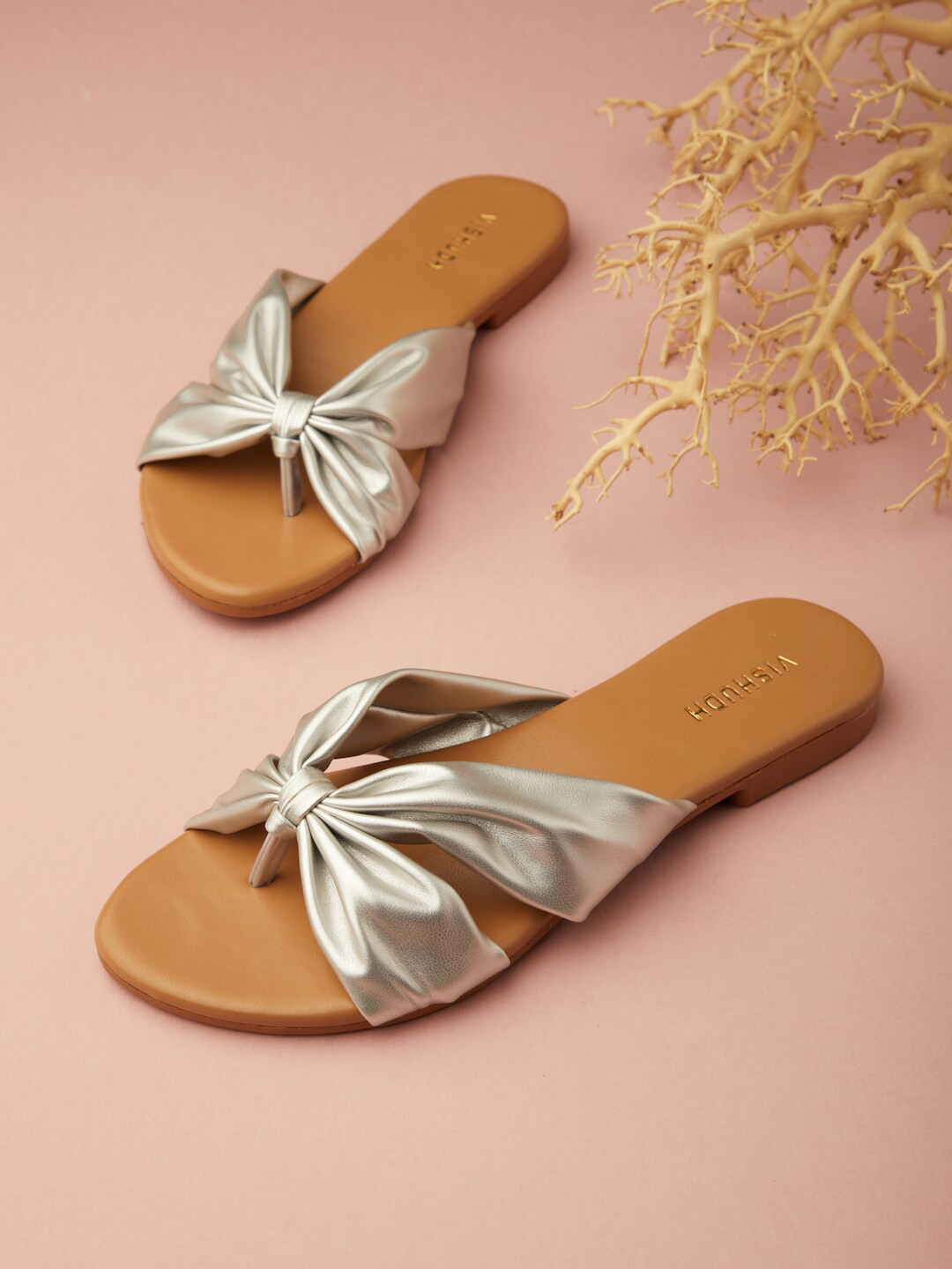 

Vishudh Women Open Toe Flats, Silver