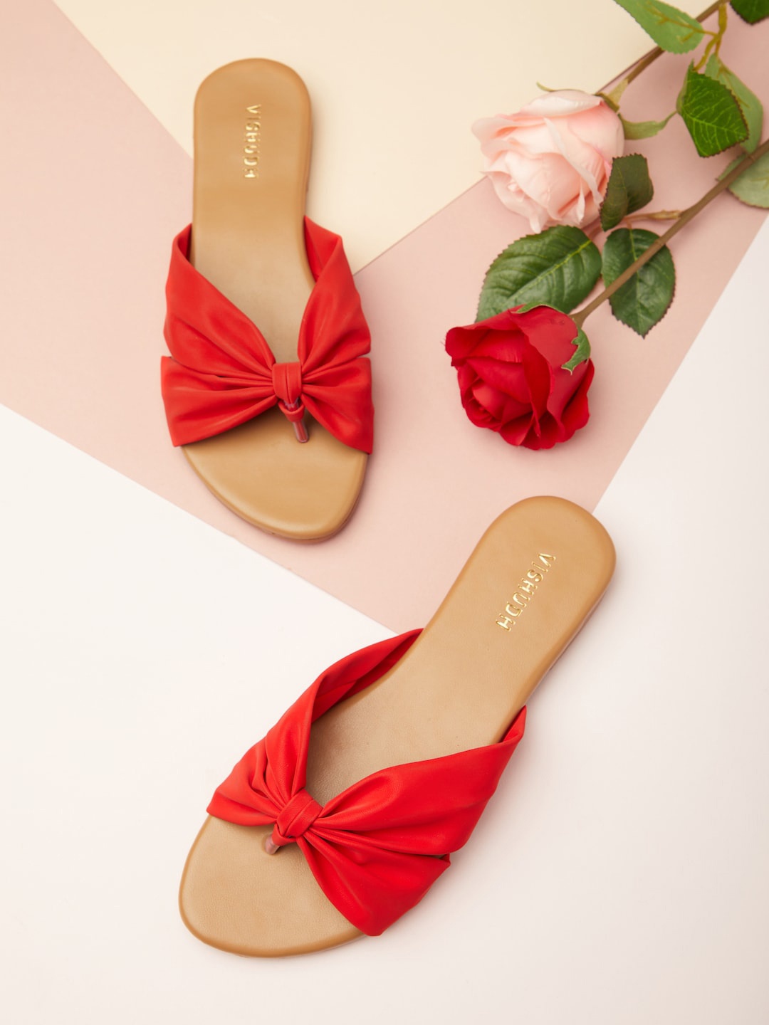 

Vishudh Women Open Toe Flats, Red