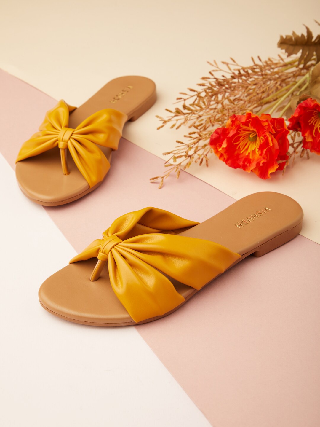 

Vishudh Women Open Toe Flats, Mustard