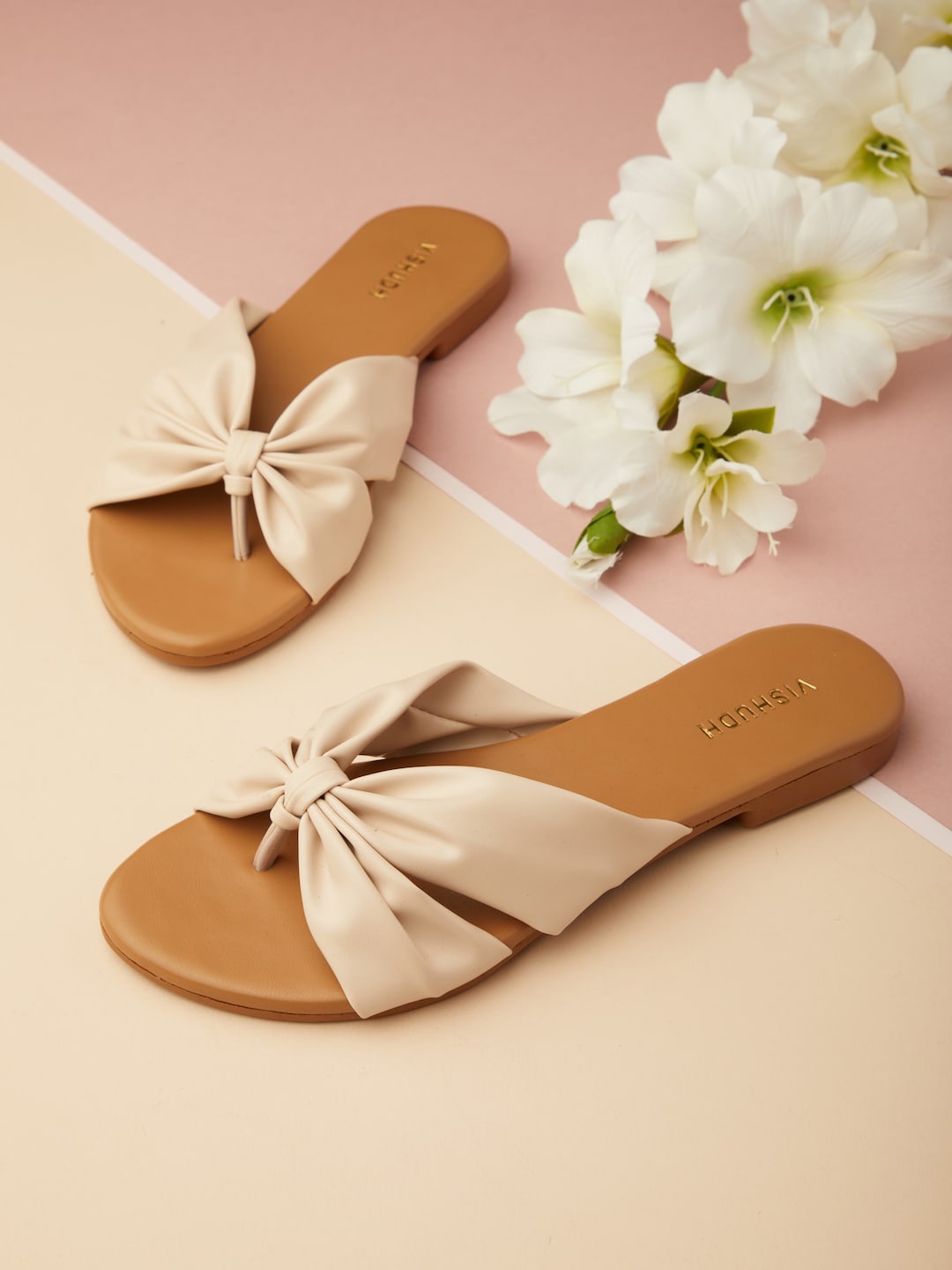 

Vishudh Women Open Toe Flats, Cream