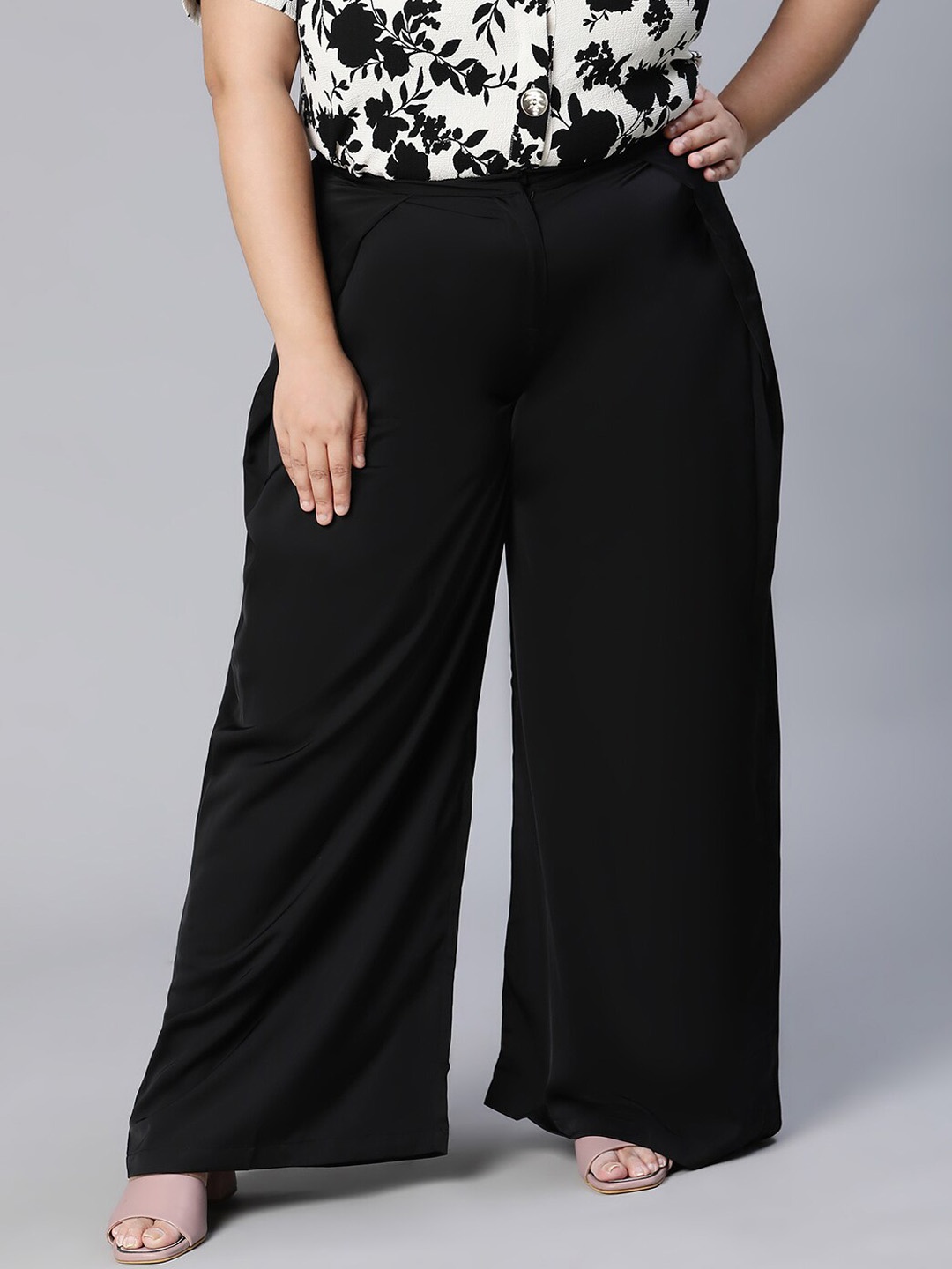 

Oxolloxo Women Plus Size Loose Fit Easy Wash Trousers, Black