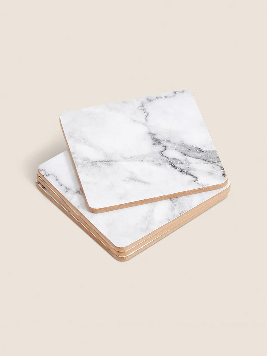 

Marks & Spencer Set Of 8 White & Grey Marble Coasters