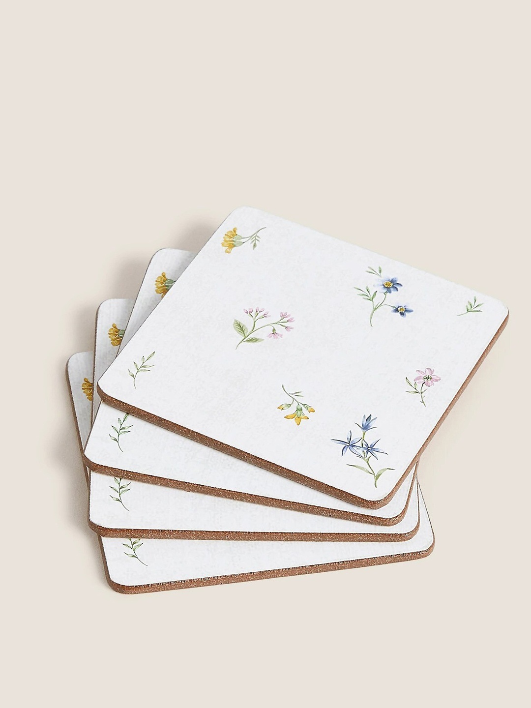 

Marks & Spencer Set Of 8 Floral Printed Coasters, White