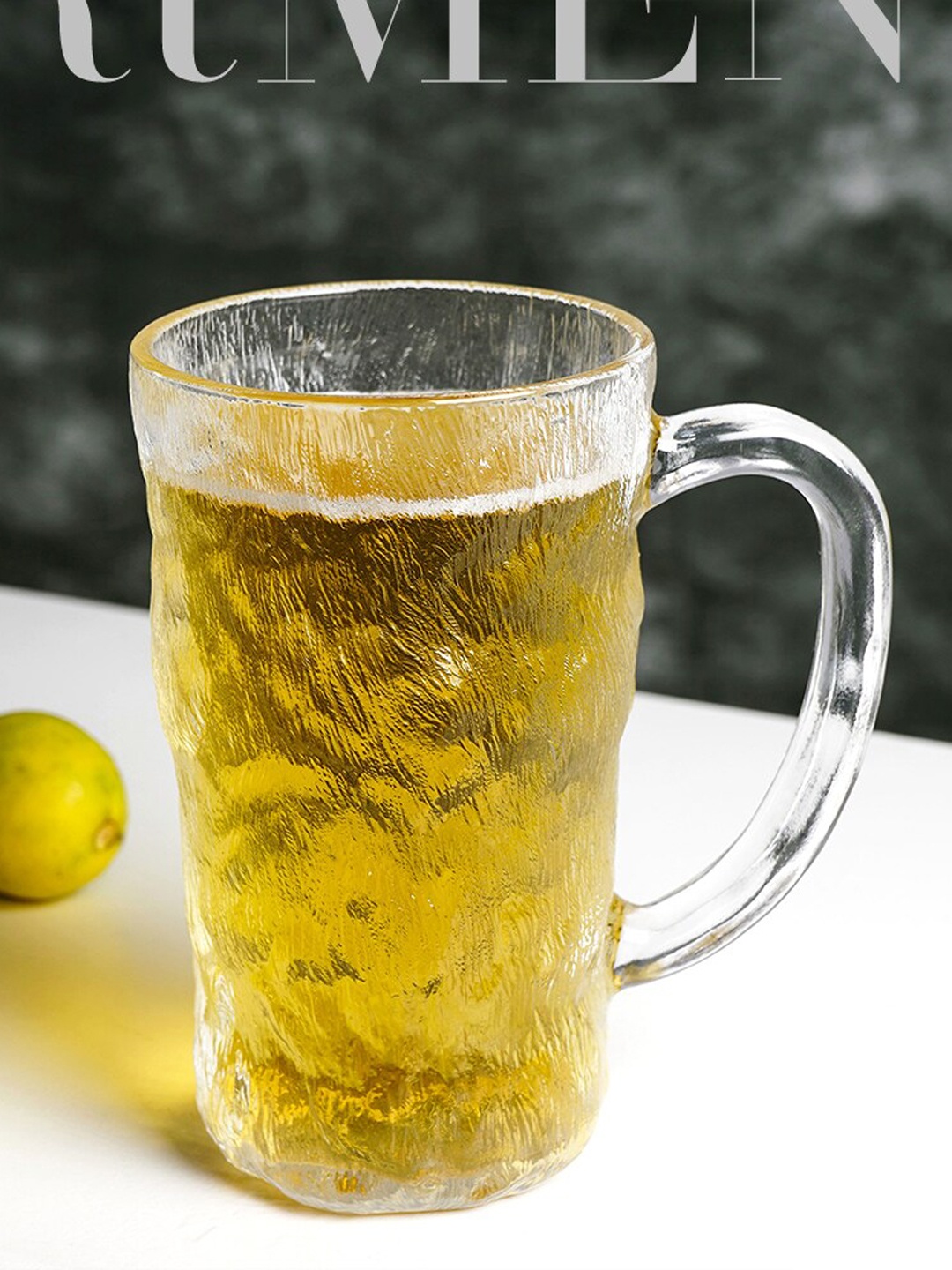 

THE ARTMENT Set of 8 Minimal Frosted Beer Glasses, Transparent
