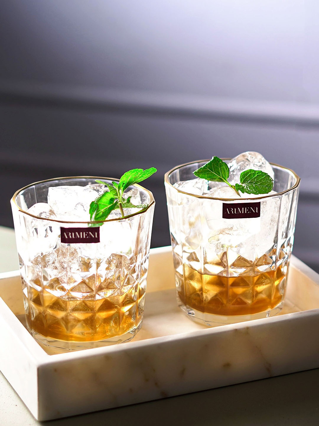 

THE ARTMENT Stir It Up Set Of 8 Textured Whiskey Glasses, Transparent