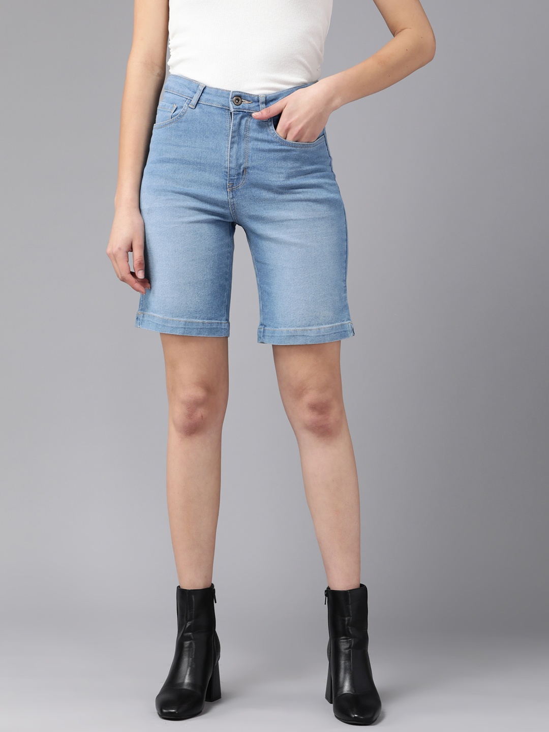 

Roadster Women Blue Denim Shorts