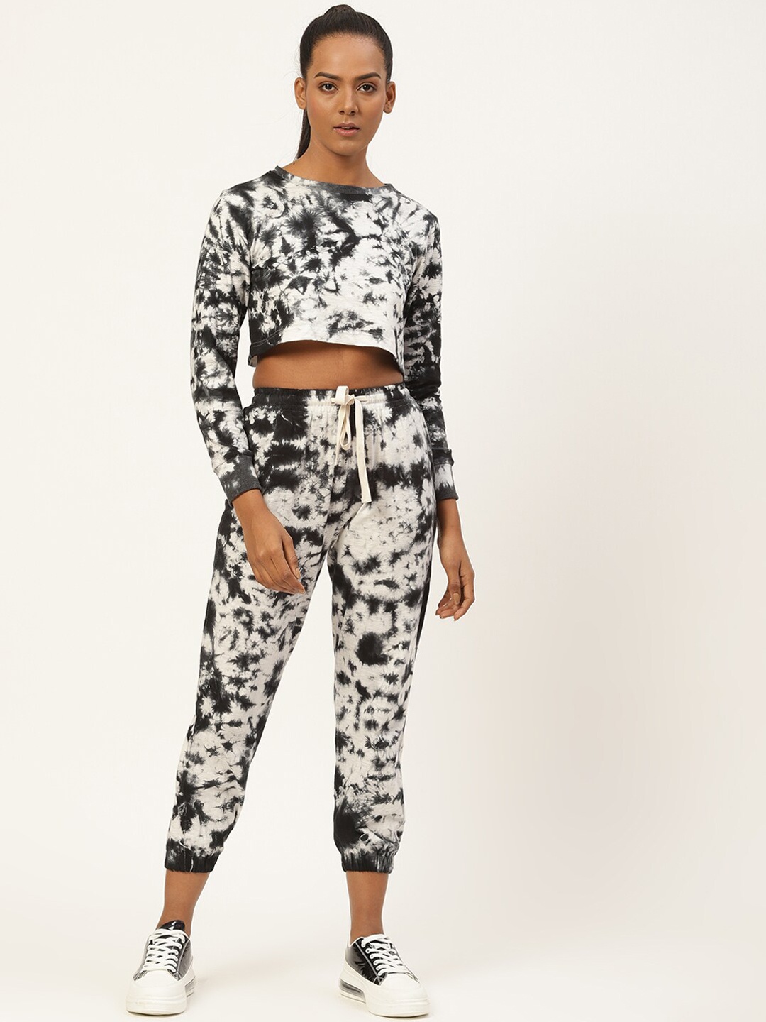 

HILL STREET Women Dyed Tie and Dye Cotton Co-Ords, Black