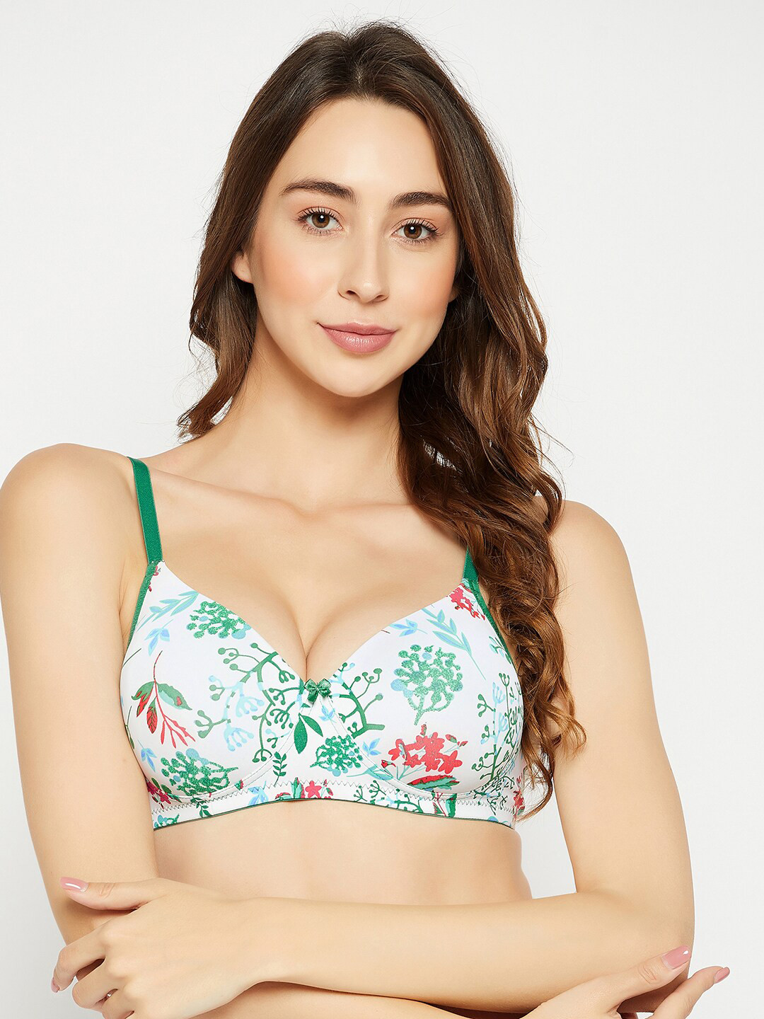 

Clovia Floral Lightly Padded Non-Wired Full Cup Bra, White