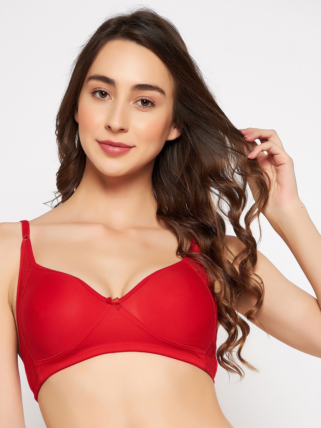 

Clovia Non-Padded Non-Wired Cotton Rich Full Cup T-shirt Bra BR1924P0442B, Red