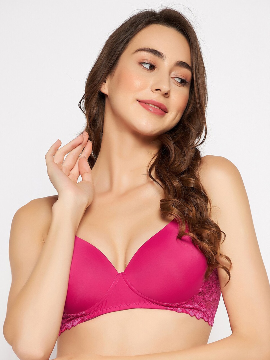

Clovia Solid Medium Coverage Lightly Padded Bra, Pink