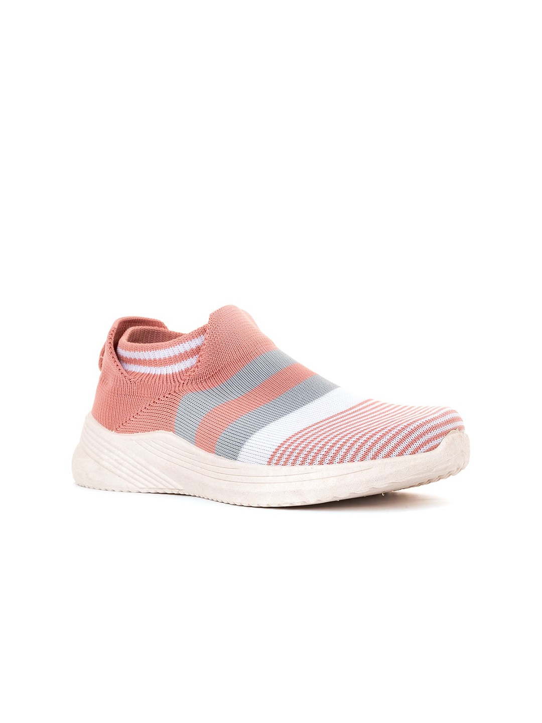 

Khadims Women Striped Slip-On Sneakers, Peach