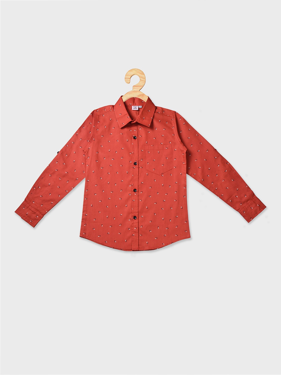 

POMY & JINNY Boys Slim Fit Floral Printed Cotton Casual Shirt, Orange