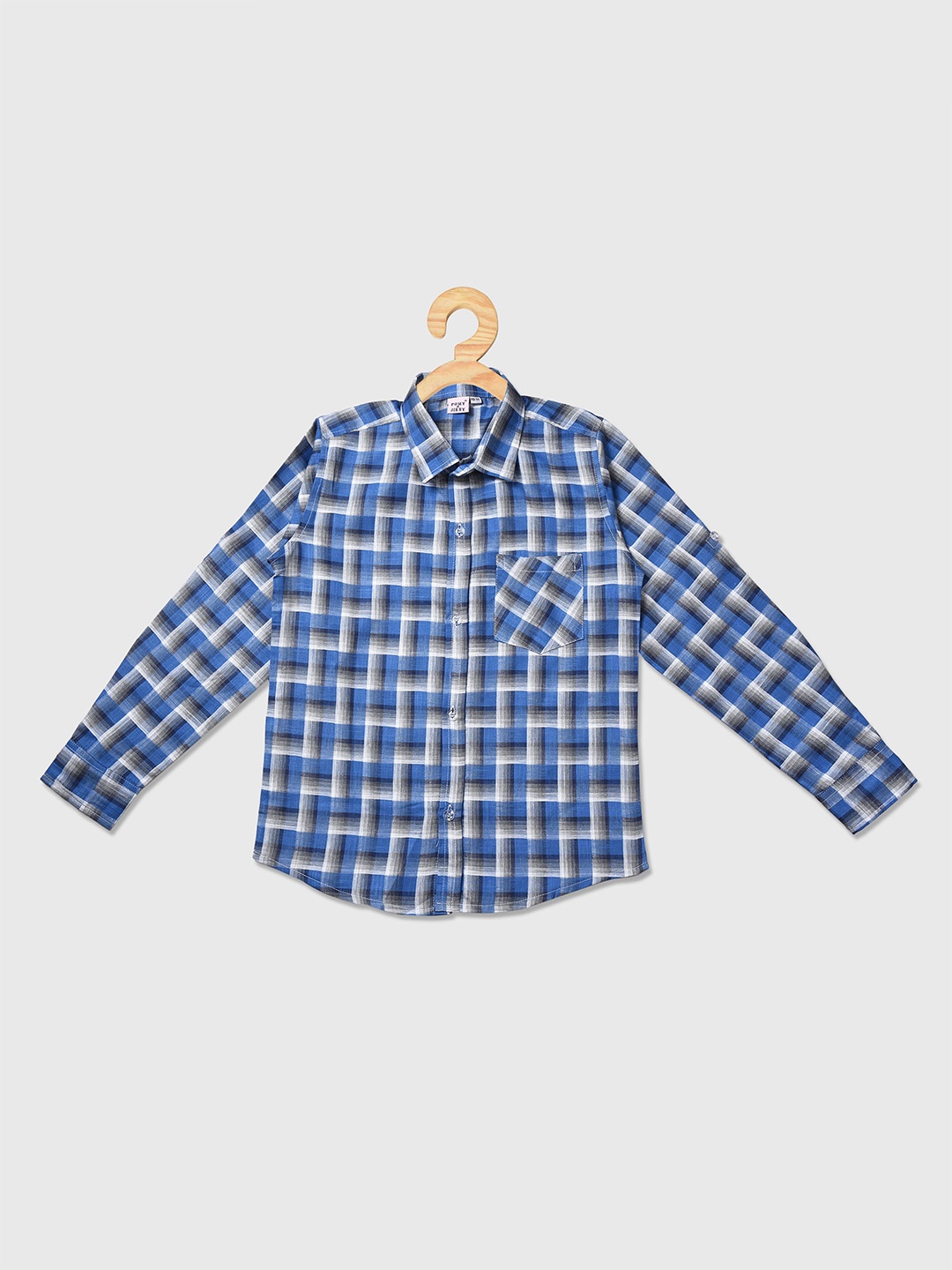 

POMY & JINNY Boys Slim Fit Checked Cotton Casual Shirt, Blue