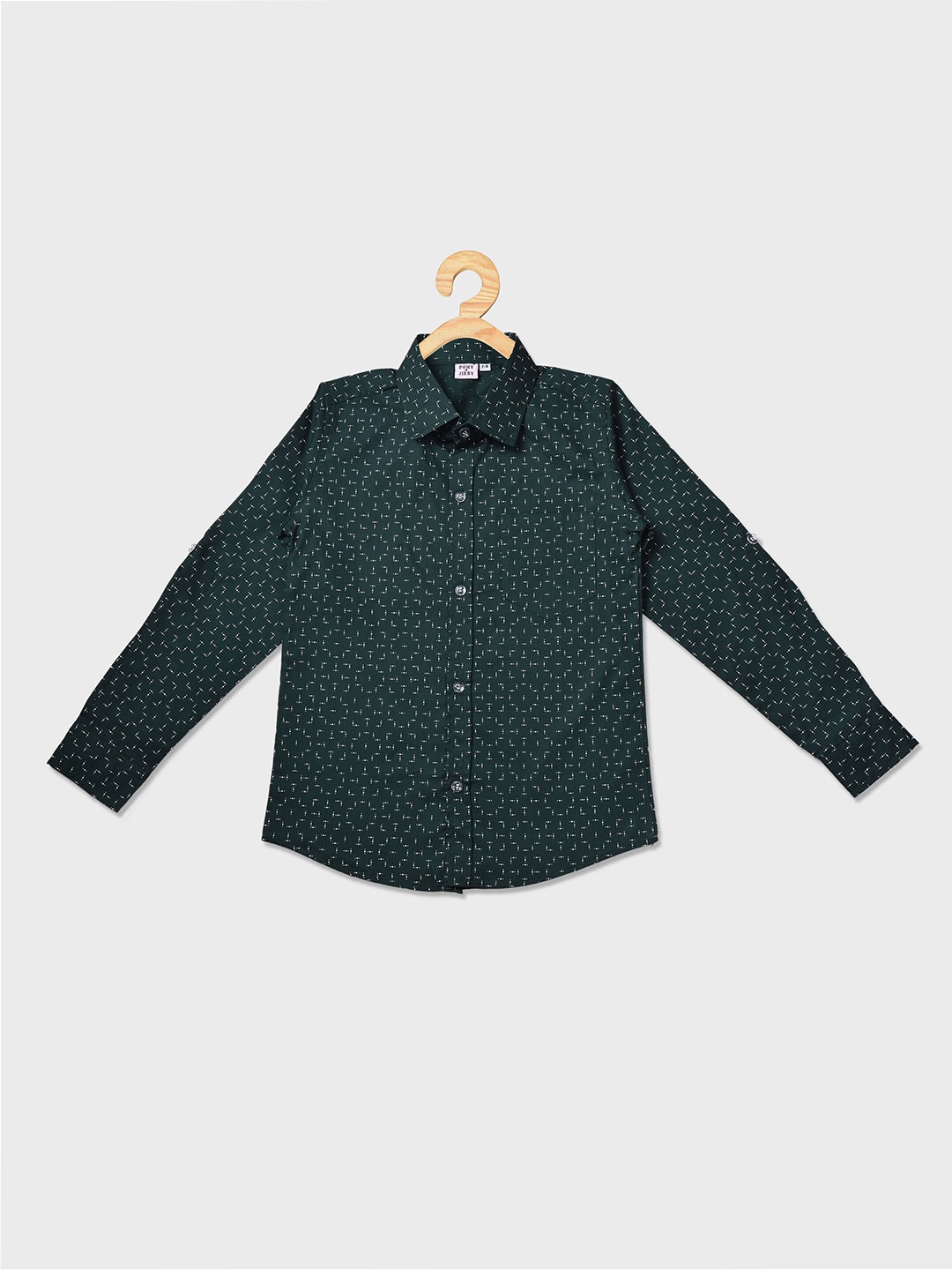 

POMY & JINNY Kids Boys Slim Fit Printed Cotton Casual Shirt, Green