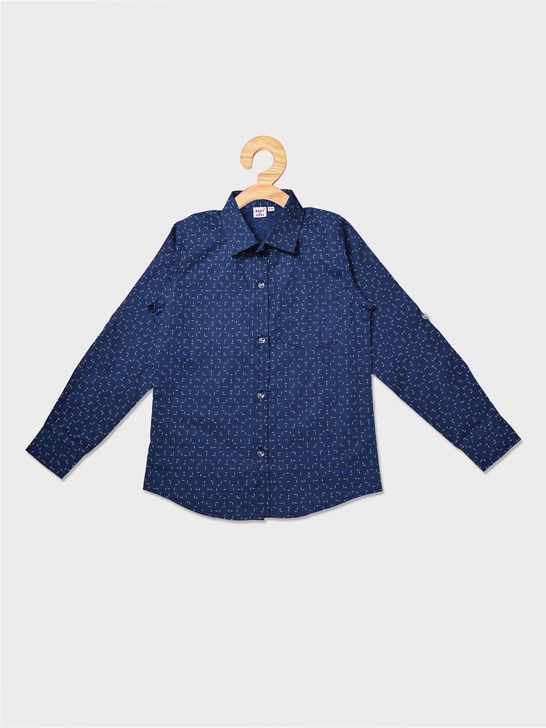 

POMY & JINNY Boys Slim Fit Printed Cotton Casual Shirt, Blue