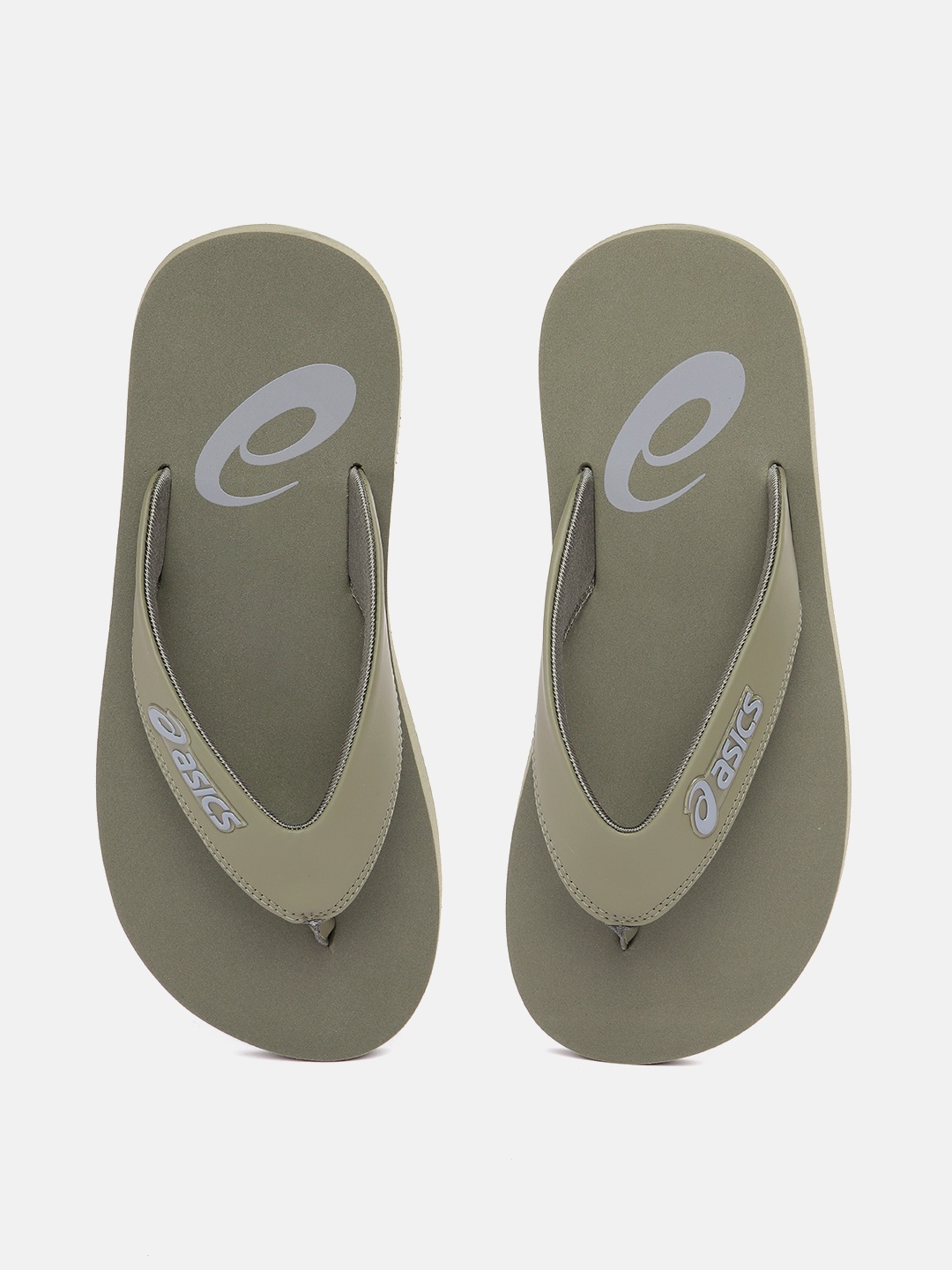 

ASICS Unisex Brand Logo Printed Thong Flip-Flops, Olive