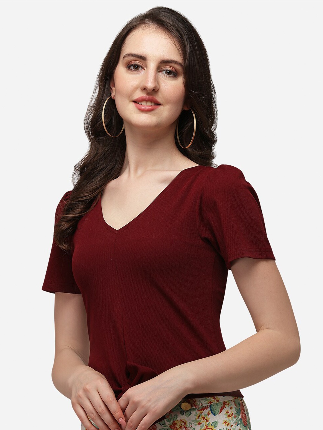 

Amrutam Fab Regular Crepe Top, Maroon