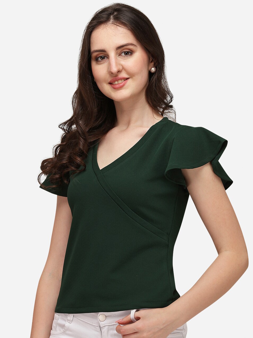 

Amrutam Fab Regular Crepe Top, Green