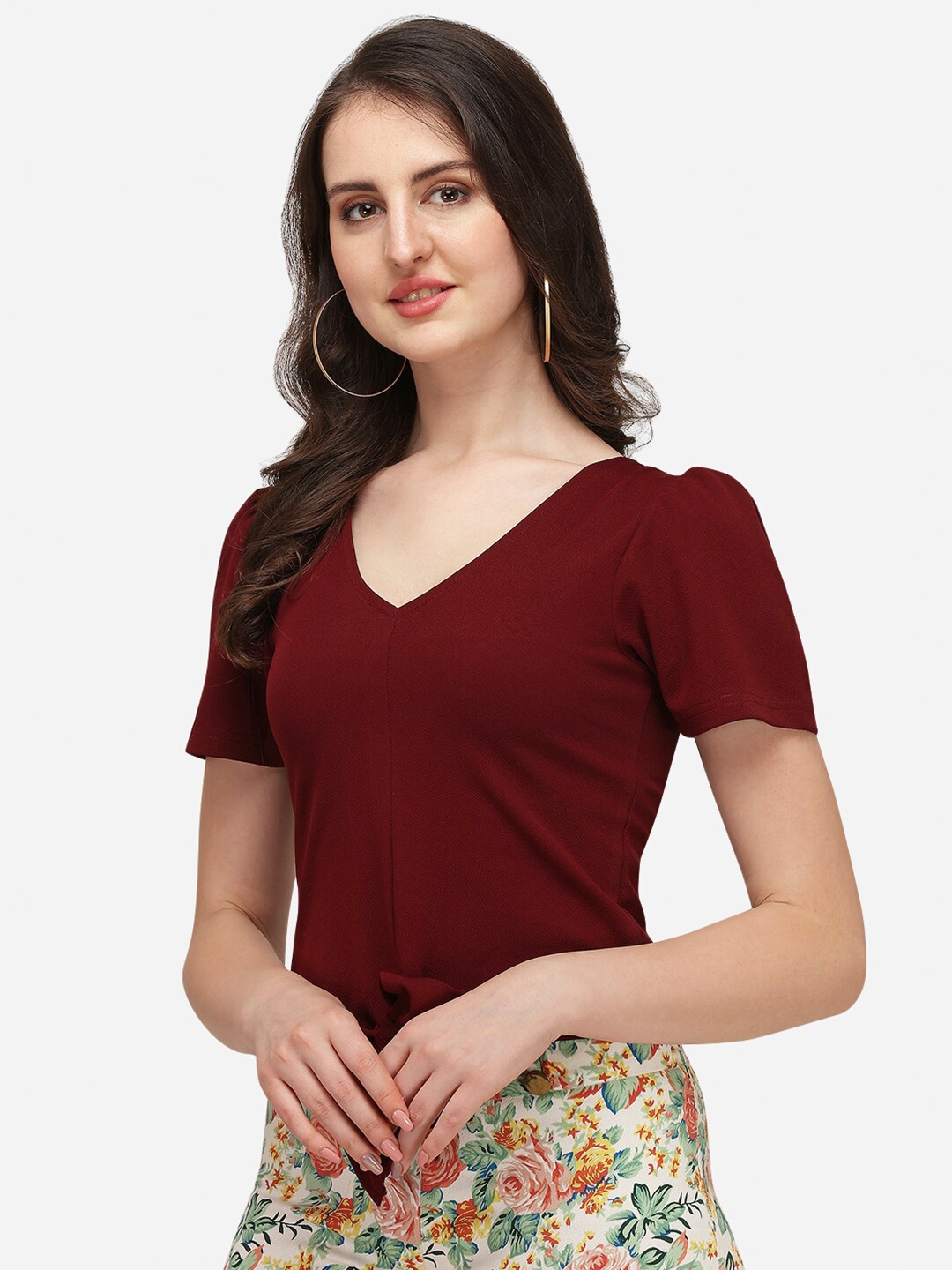 

Amrutam Fab Maroon Crepe Top