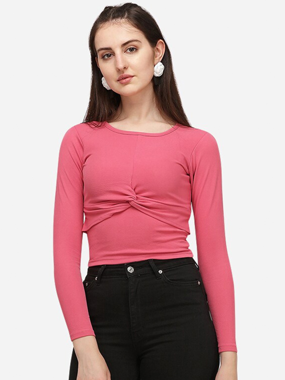 

Amrutam Fab Pink Twisted Crepe Top