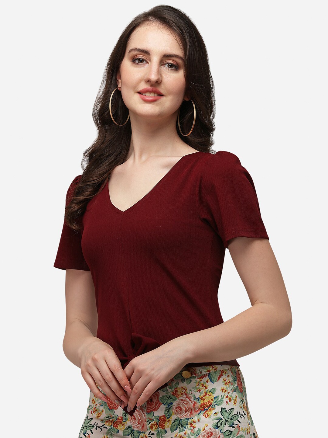 

Amrutam Fab Crepe Top, Maroon