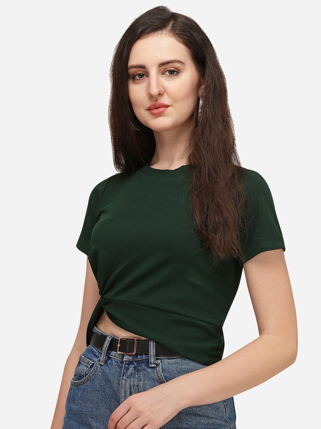 

Amrutam Fab Twisted Crepe Crop Top, Green