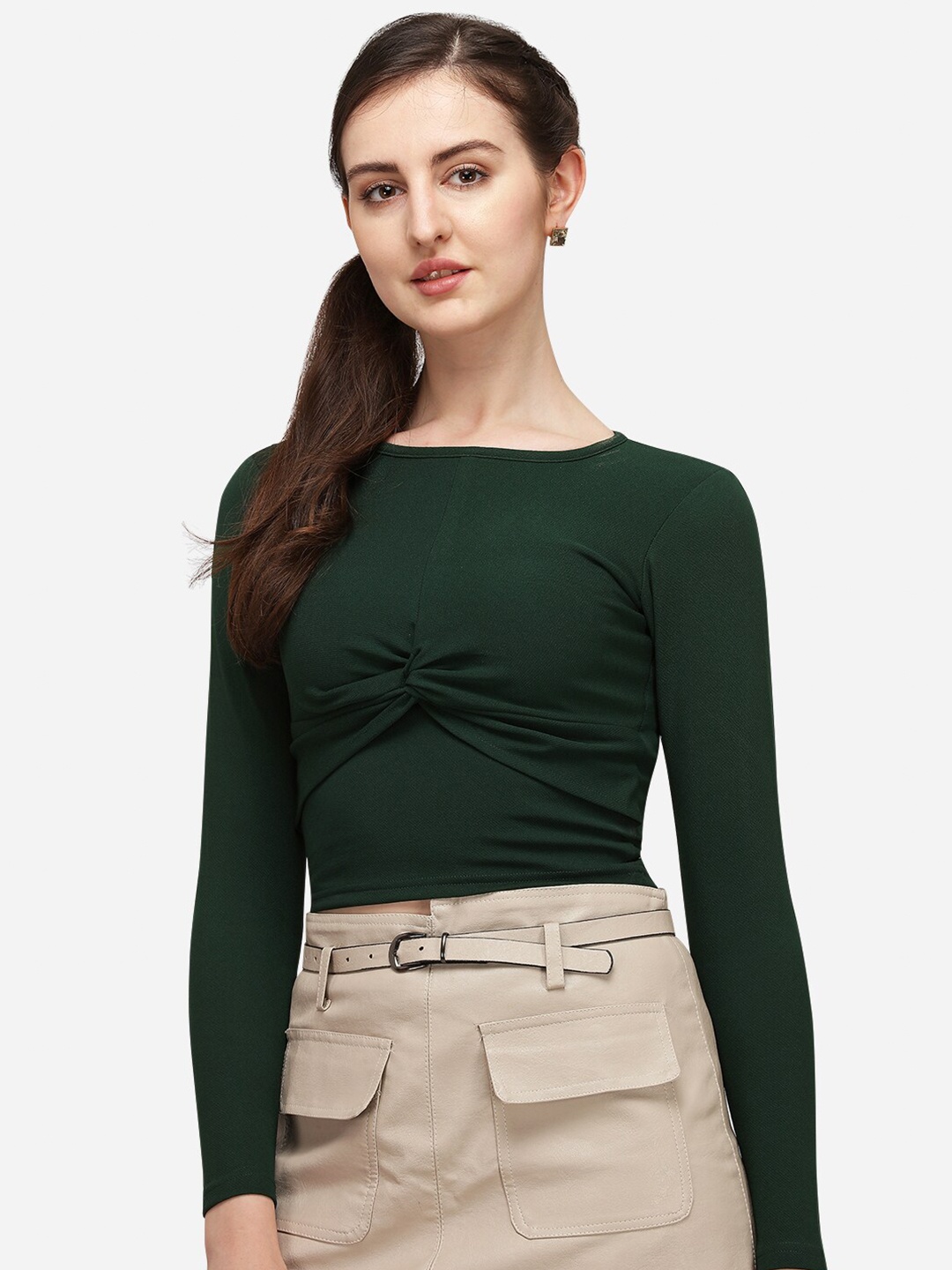 

Amrutam Fab Twisted Crepe Top, Green