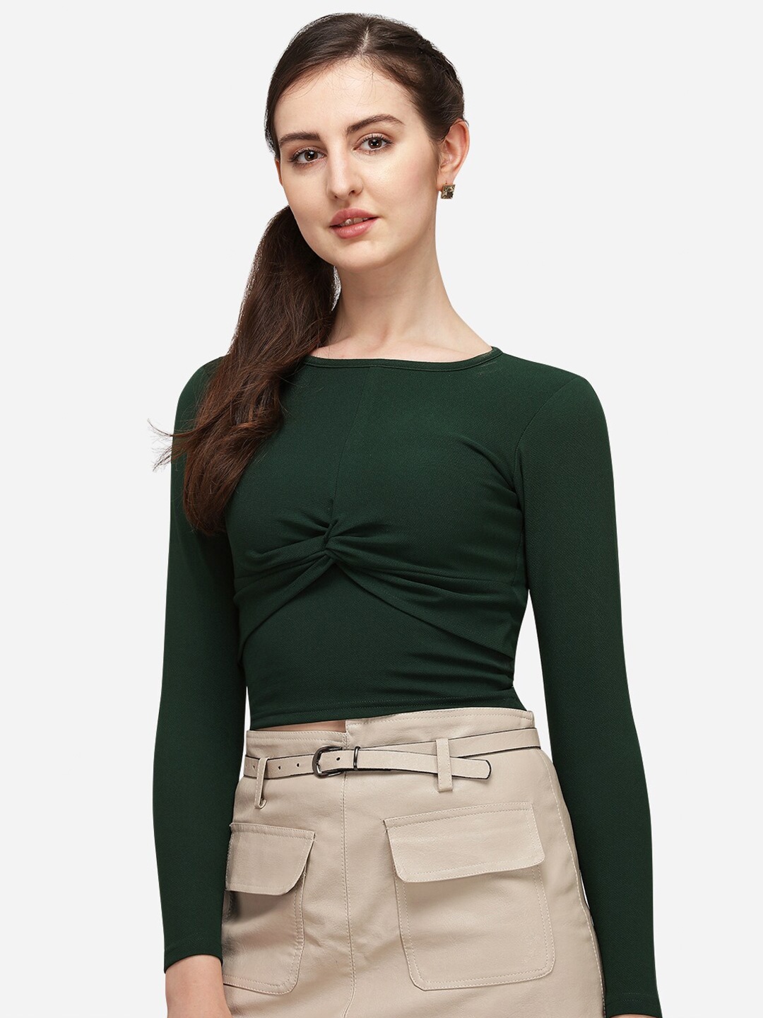 

Amrutam Fab Twisted Crepe Top, Green