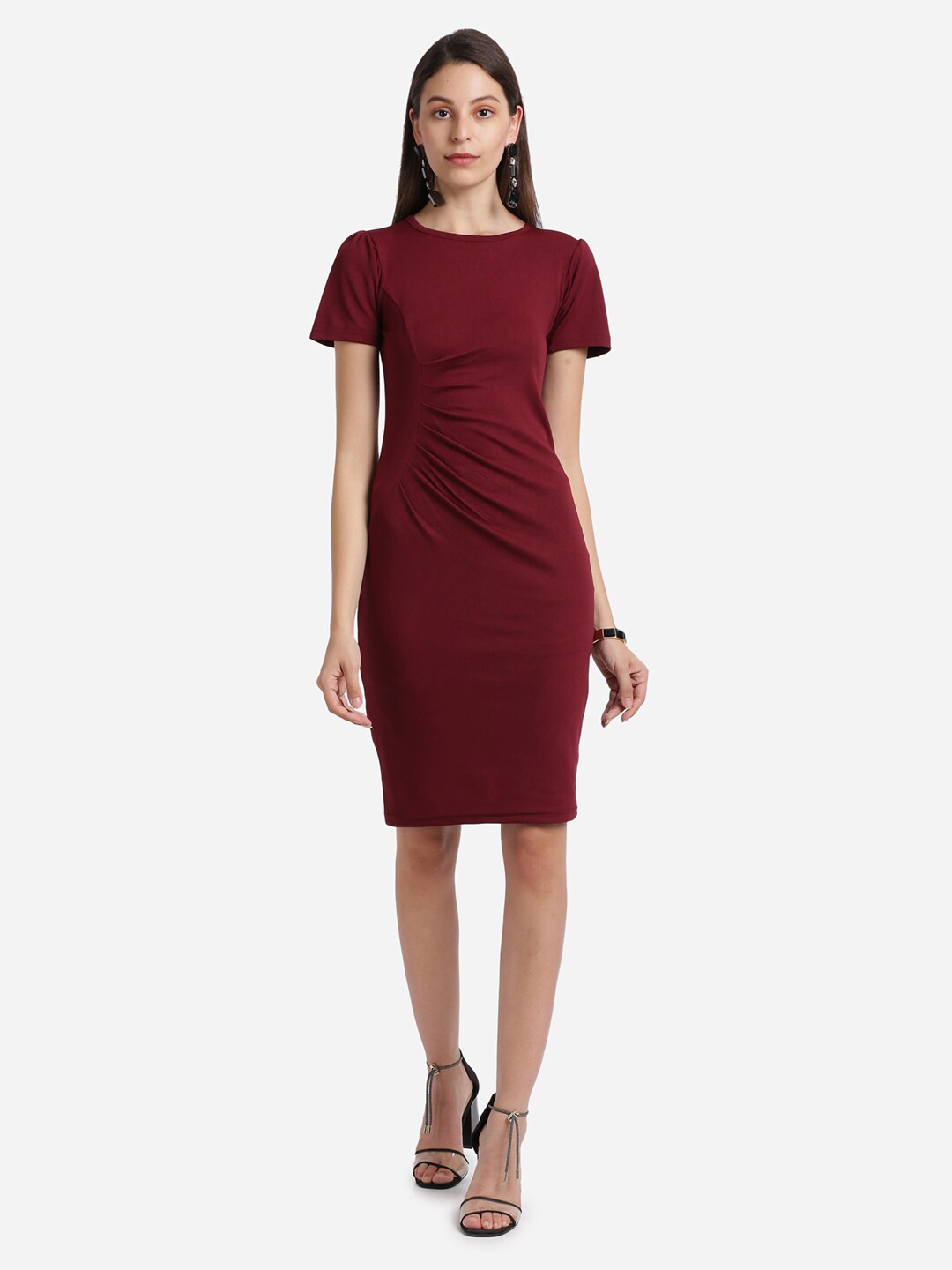 

Amrutam Fab Maroon Crepe Longline Top