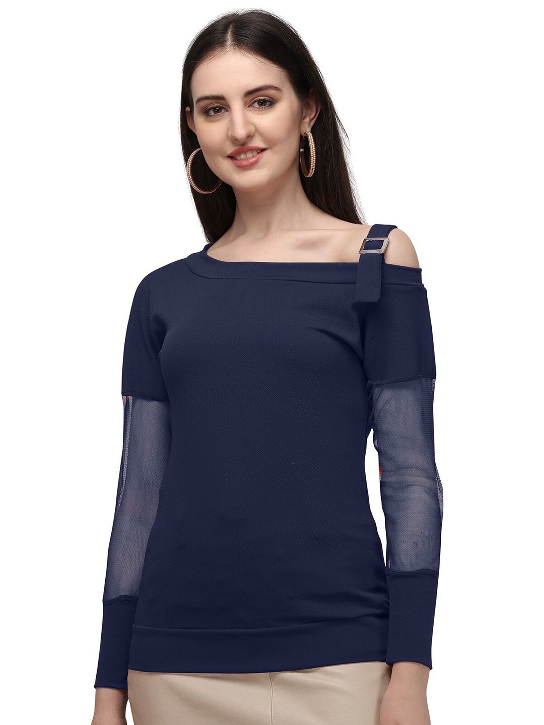 

Amrutam Fab Navy Blue Crepe Top