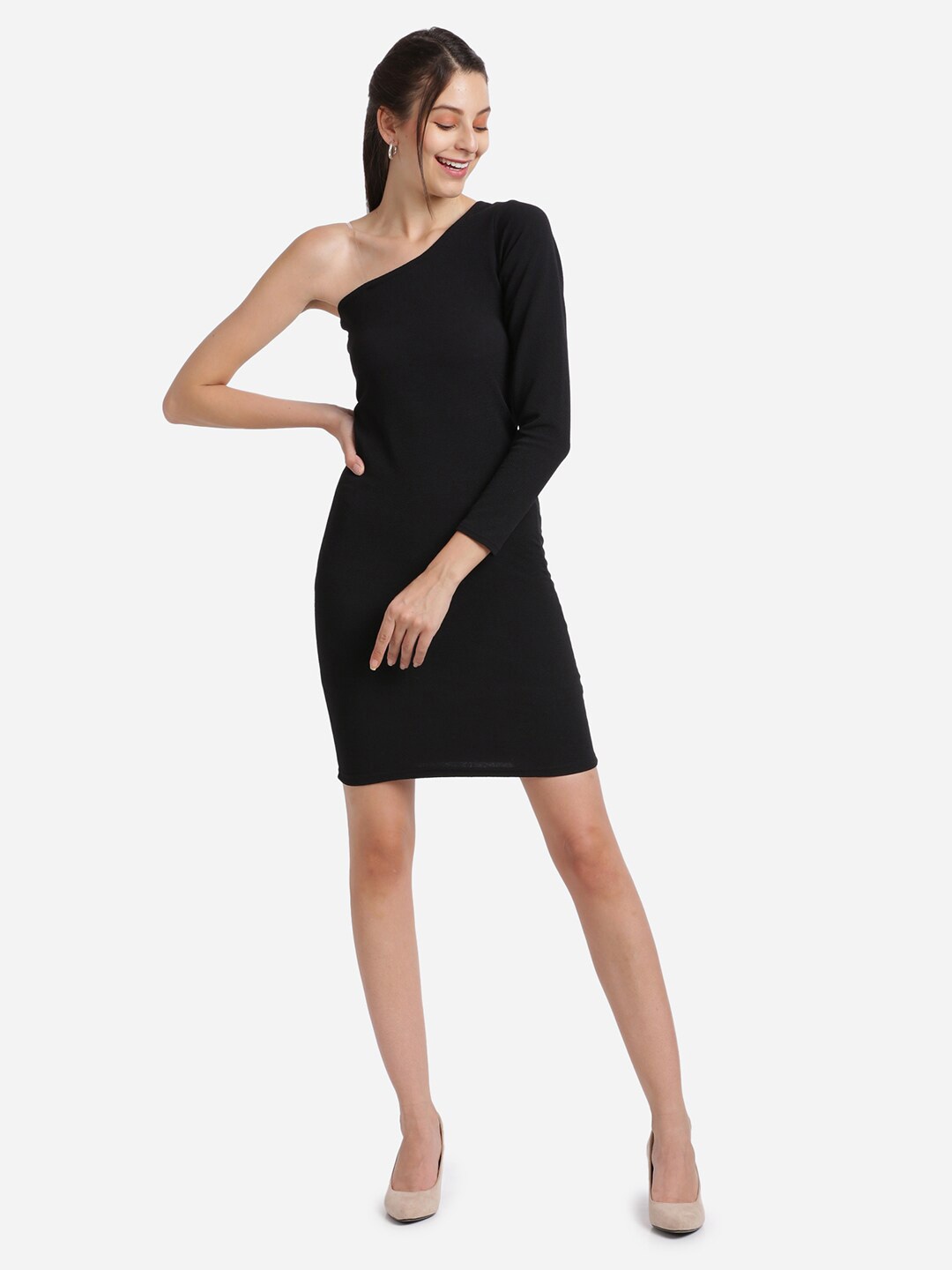

Amrutam Fab Black Crepe Longline Top