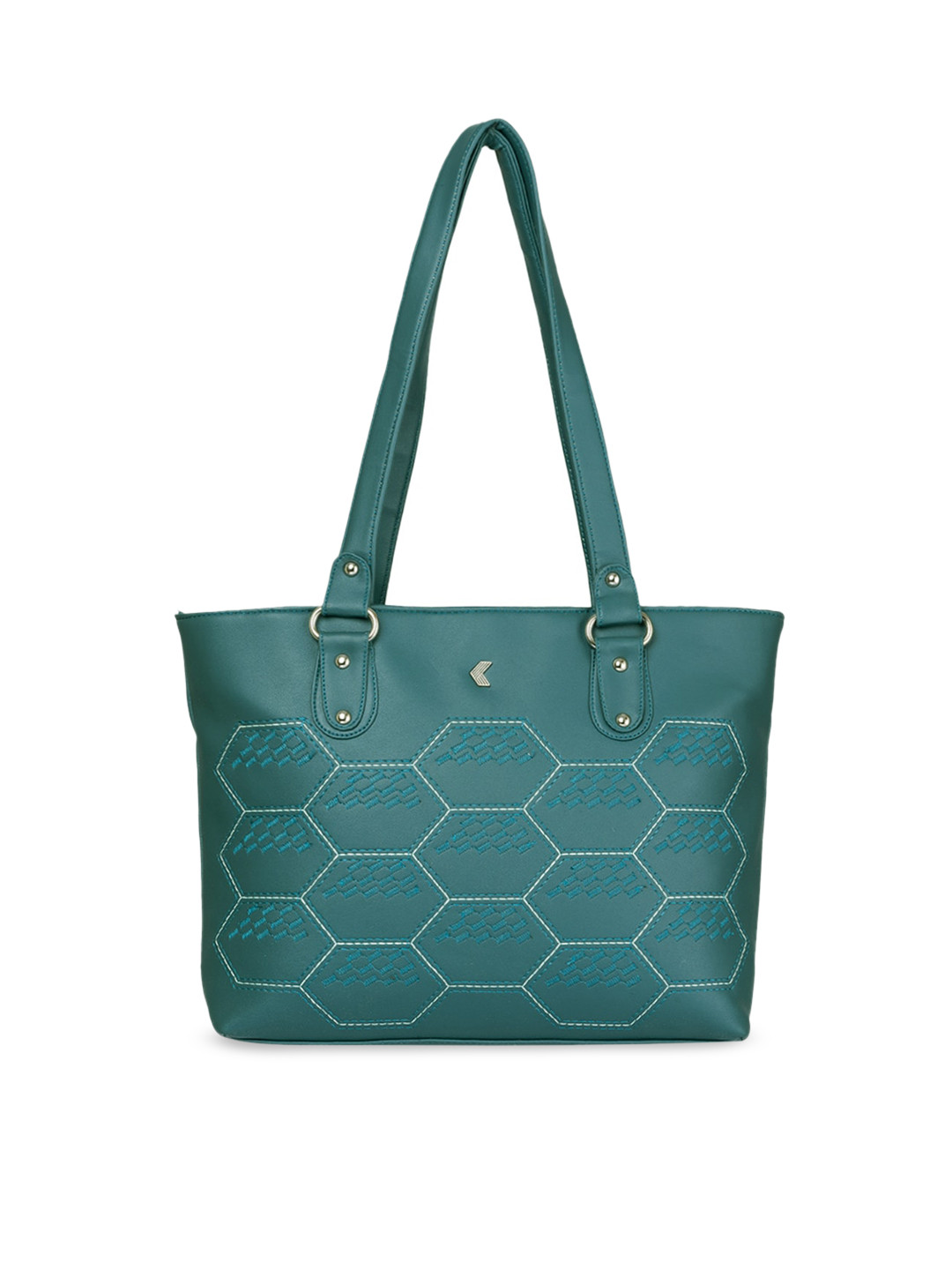 

Khadims Geometric Structured Shoulder Bag With Quilted, Teal
