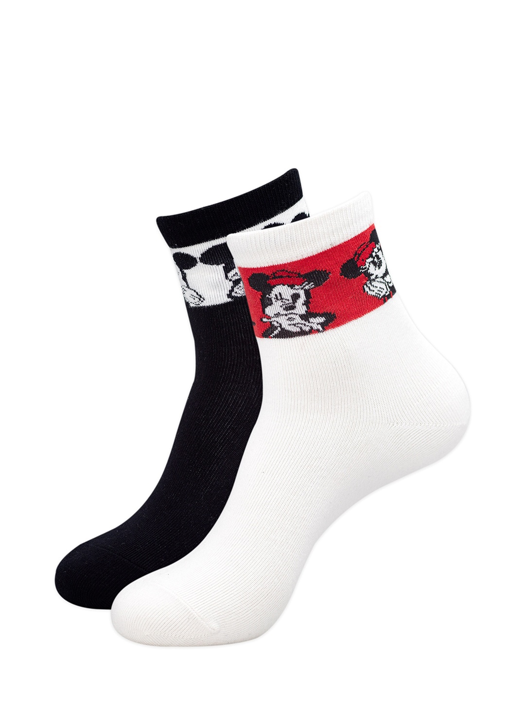 

Balenzia x Disney Women Pack Of 2 Patterned Cotton Ankle Length Socks, Black