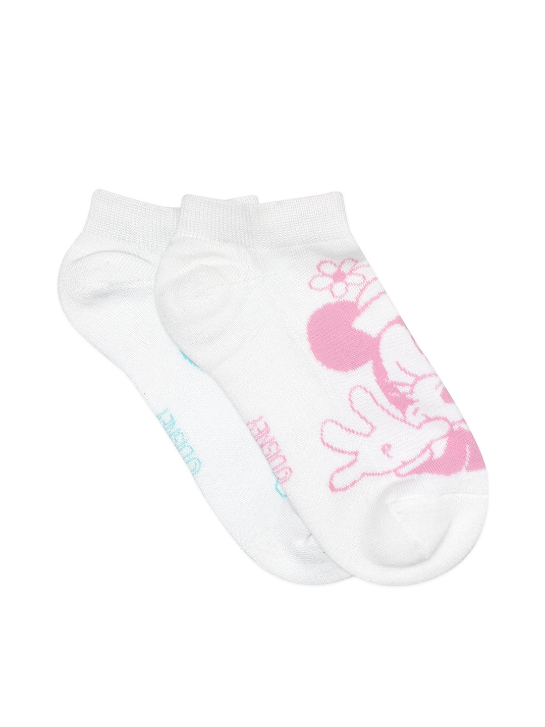 

Balenzia x Disney Women Pack Of 2 Patterned Cotton Ankle Length Socks, White