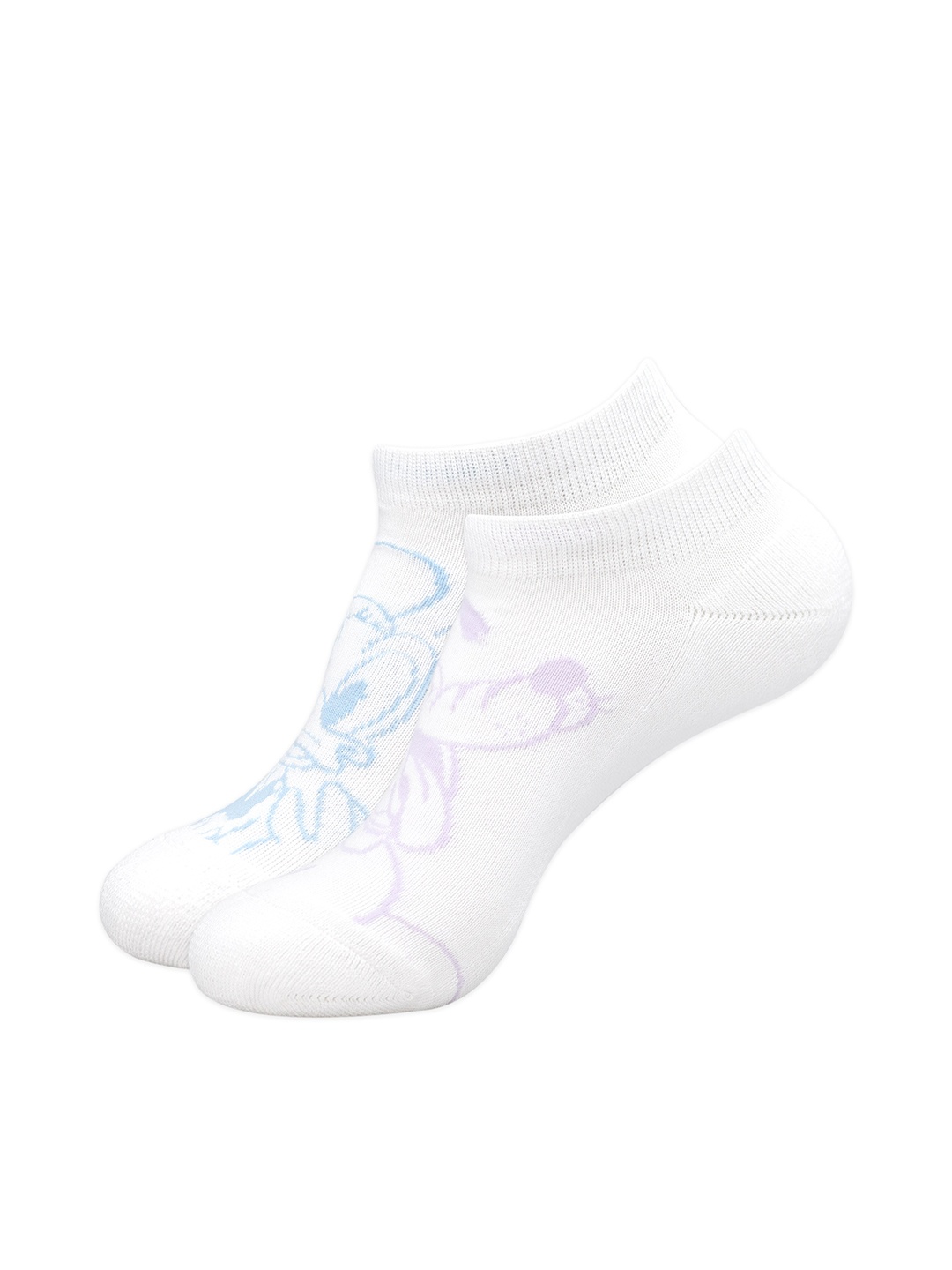 

Balenzia x Disney Women Pack Of 2 Patterned Cotton Ankle Length Socks, White