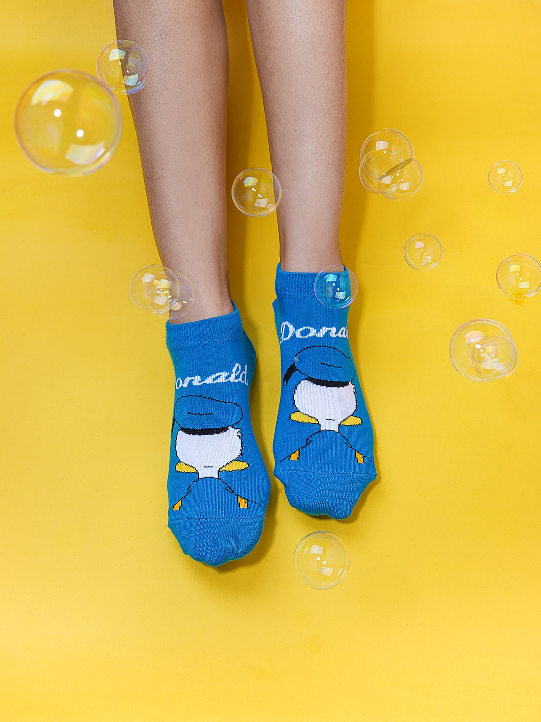 

Balenzia x Disney Women Pack Of 2 Patterned Cotton Ankle Length Socks, Blue