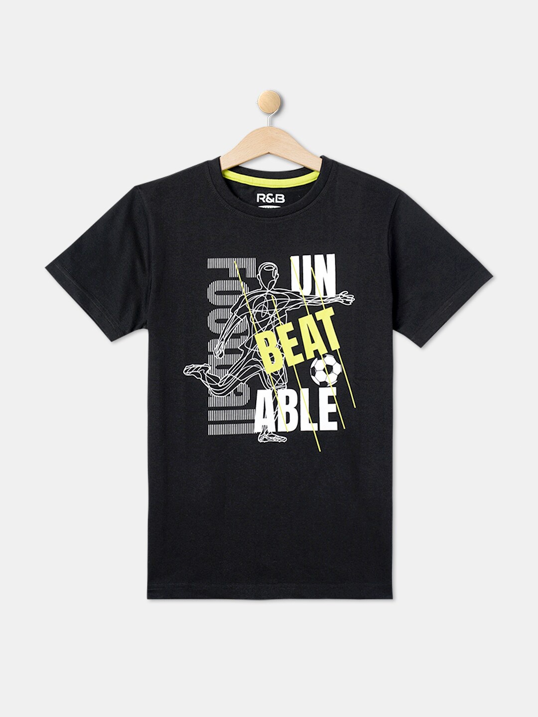 

R&B Boys Typography Printed Cotton T-shirt, Black