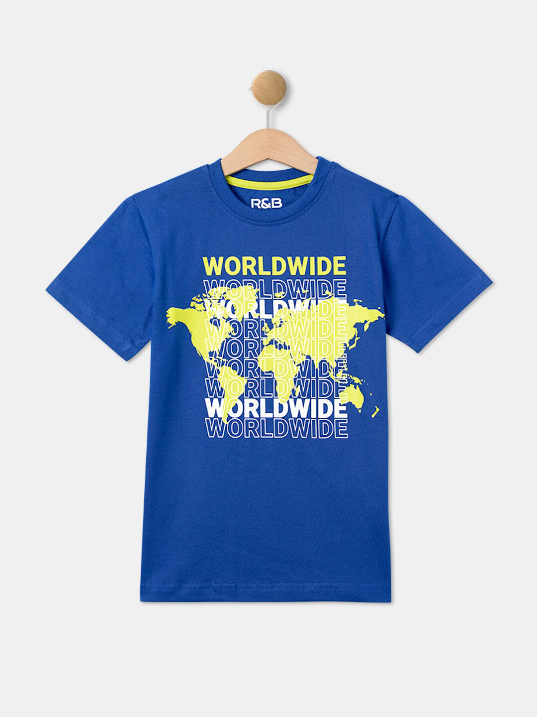 

R&B Boys Printed Cotton T-shirt, Blue
